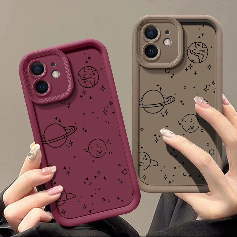Cute Planet Silicone Case For iPhone 17e 17 16 15 14 Pro Max Plus 12 13 Pro Max 16e 11 Shockproof Candy Color TPU Phone Cover