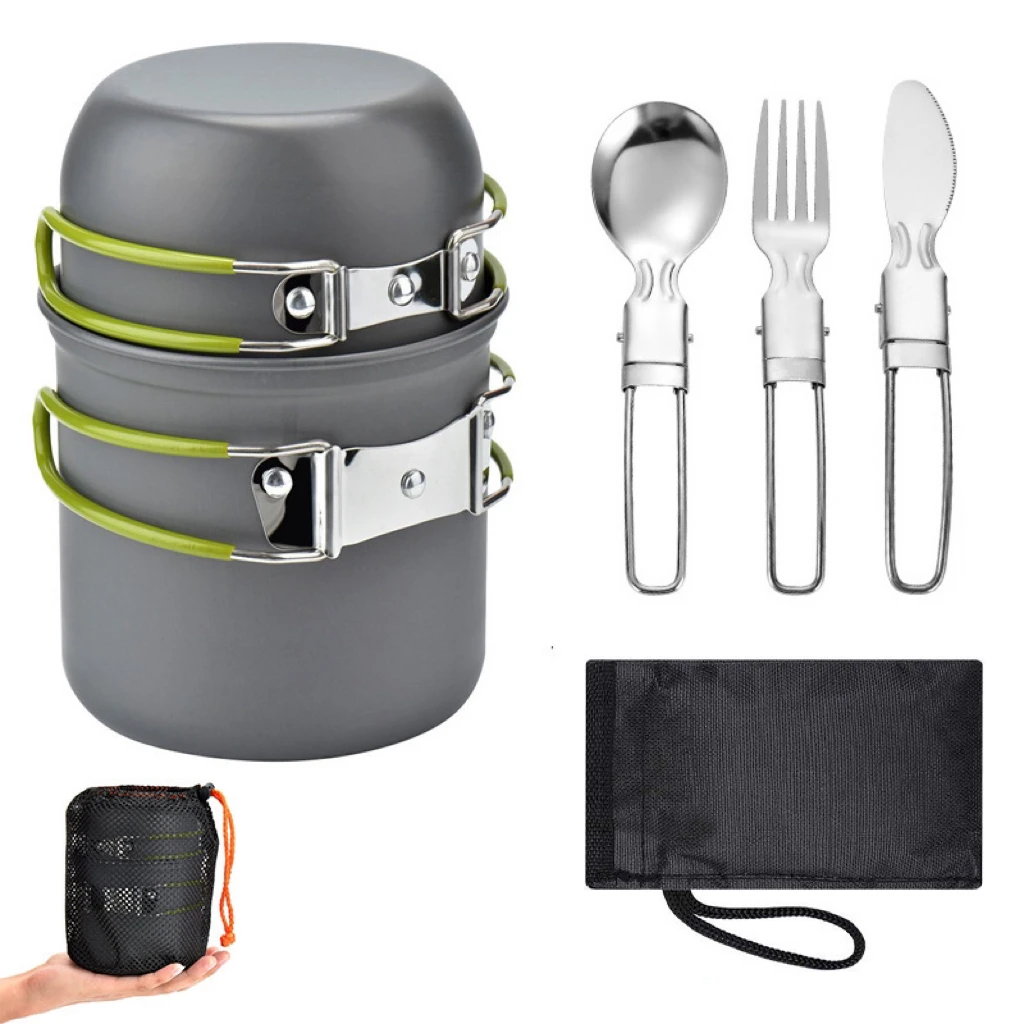 Outdoor Travel Camping Cookware Kit Cooking Set Pot Set Ultralight Outdoor Tableware Set Tourism Equipment For Hiking Picnic