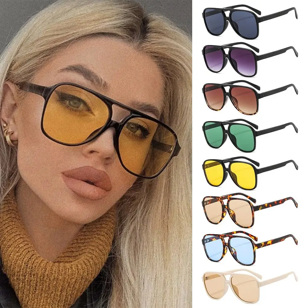 Fashion Double Bridge Oversized Pilot Sunglasses UV400 Protection Classic Big Shades 70s Sun Glasses for Women & Men