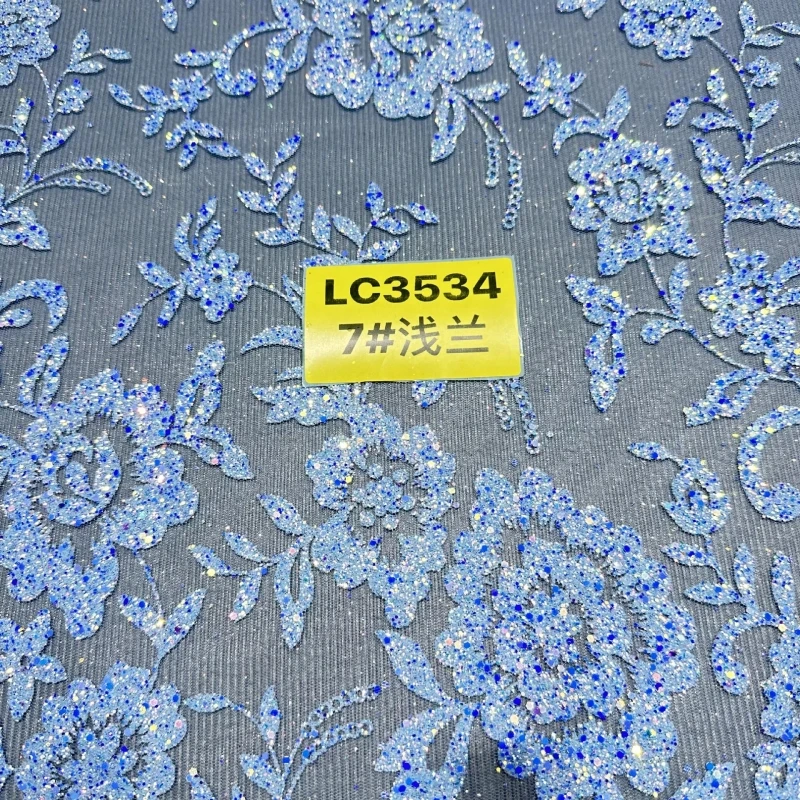 10 Yards Light Blue Patterned Wedding Dress Fabric with Mesh Spray Lace 150cm Wedding Party Spray gold Tull fabric