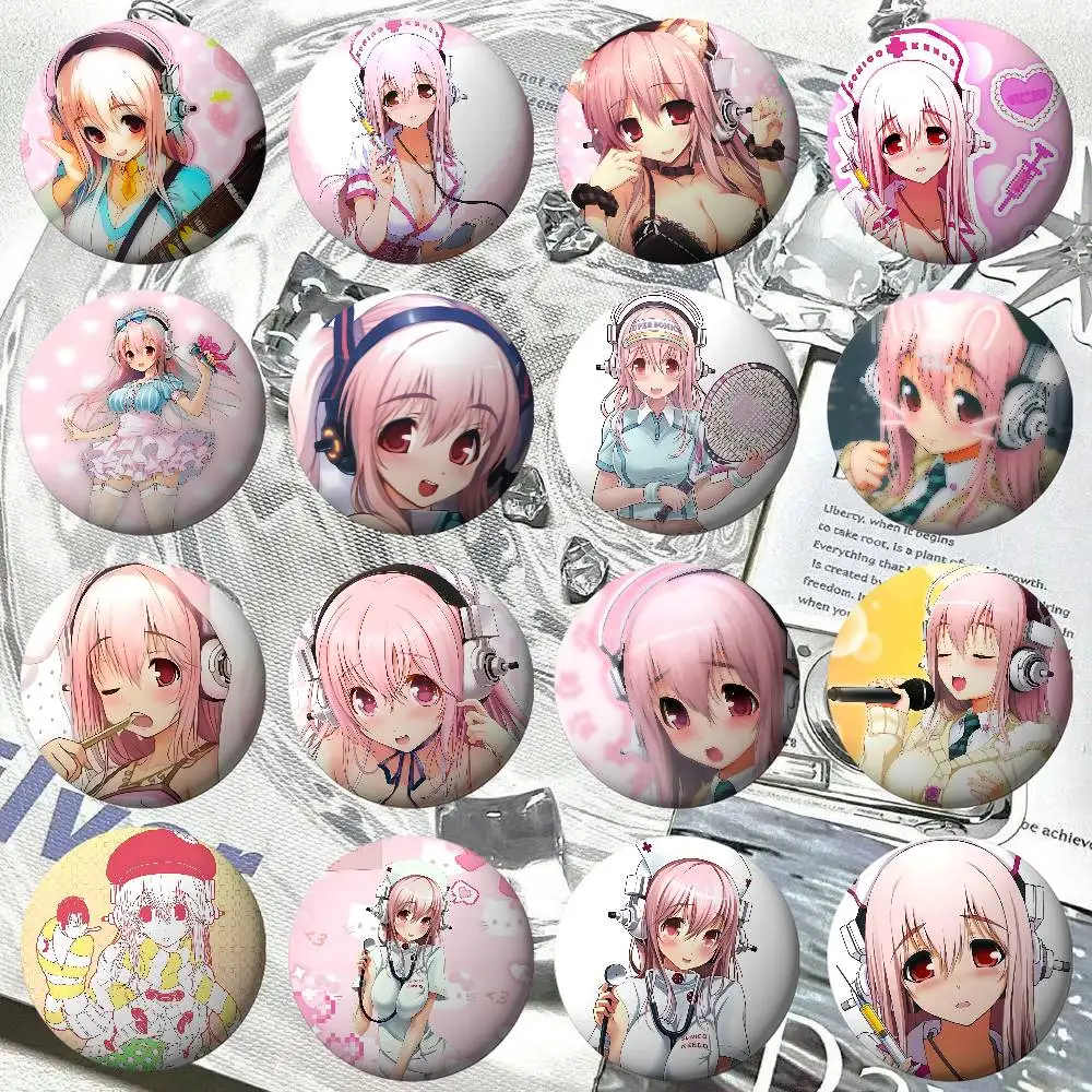 Cute S-Super S-Sonico Badge Pins For Friend, Backpack, Clothing, Collectible Accessories, Jewelry Gift
