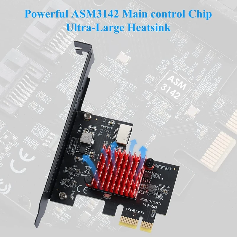 PCIE USB 3.1 GEN2 Type-E Expansion Card,10Gbps PCI Express 3.0 1X to 20Pin Front Panel Type C Connector for Windows 10/8