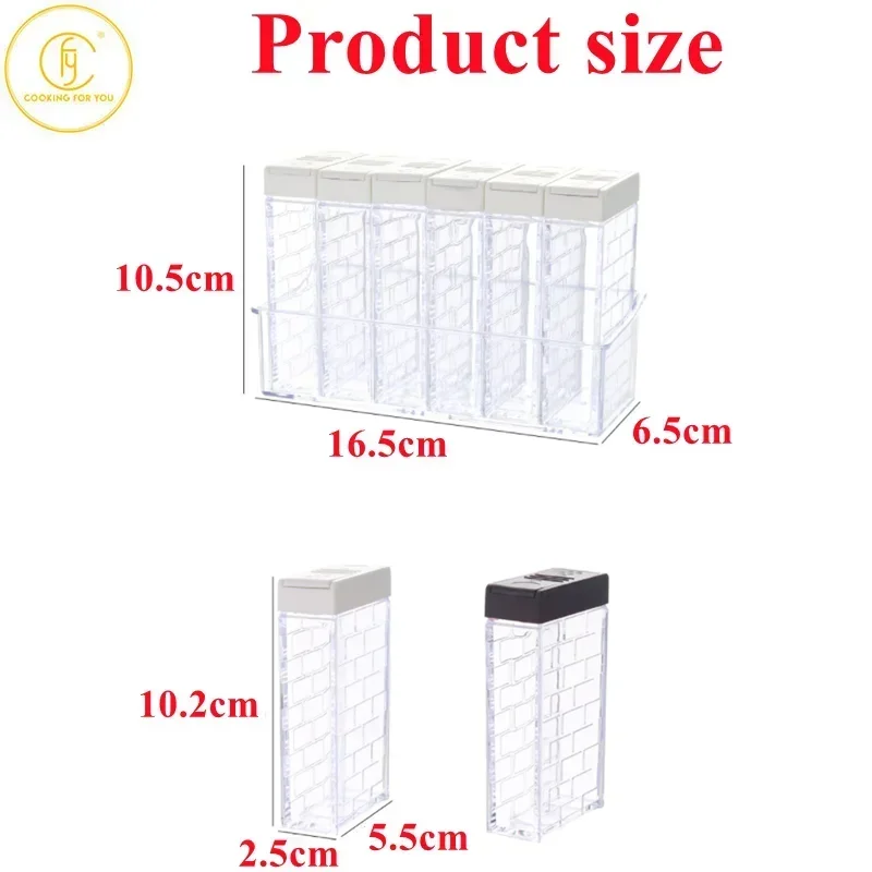 Clear Plastic Seasoning Organizer Boxes Kitchen Salt Shaker Pepper Condiment Storage Container Outdoor BBQ Spice Herb Tools，6pcs