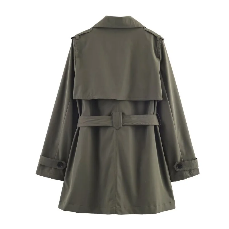 Ladies Loose Trench Coat with Belt, Wide Sleeve Double Breasted Windbreaker, Spring Summer Casual Commute Outfit