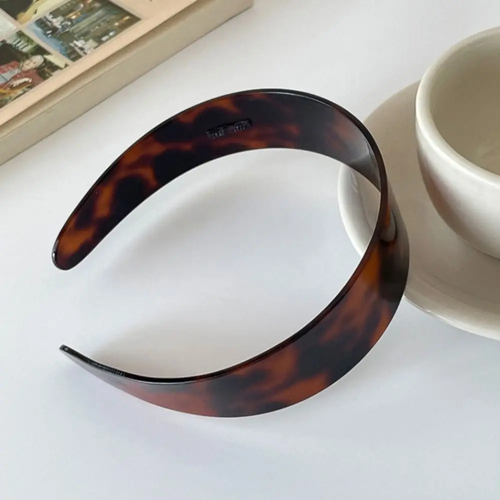 

Изысканная повязка для волос с леопардовым принтом из ацетатной кислоты, кофейная, в стиле ретро, французский головной убор, корейский стиль, повседневная повязка-обруч для волос