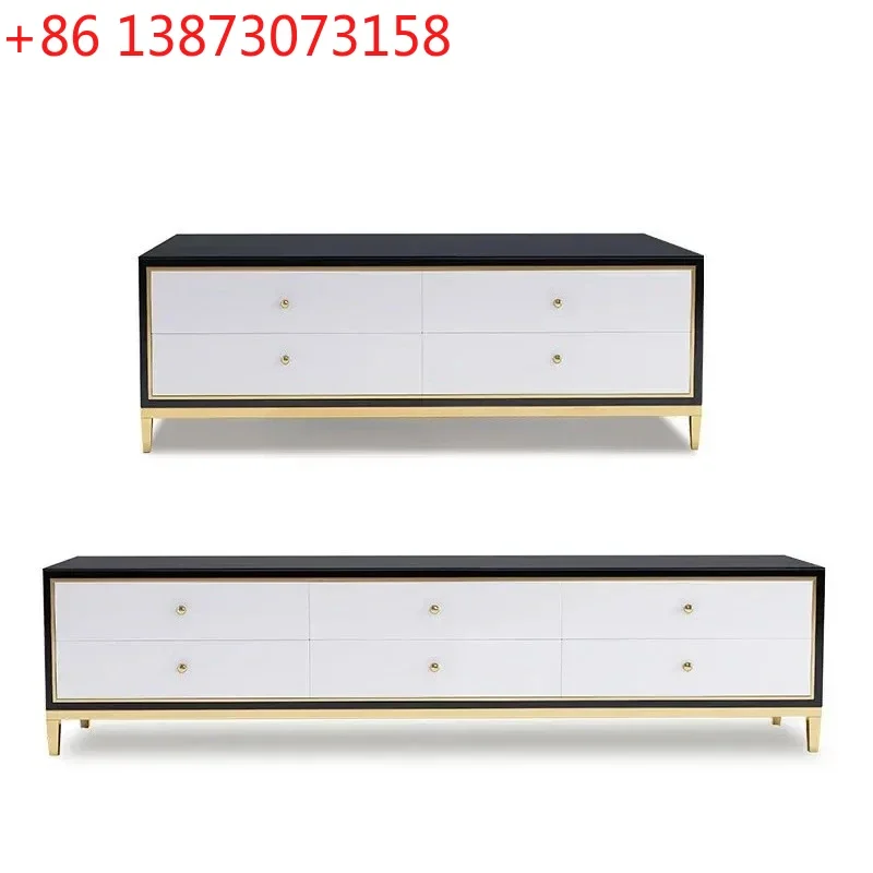 MJY  TV cabinet coffee table combination living room Nordic wind tempered glass black and white contrasting colors