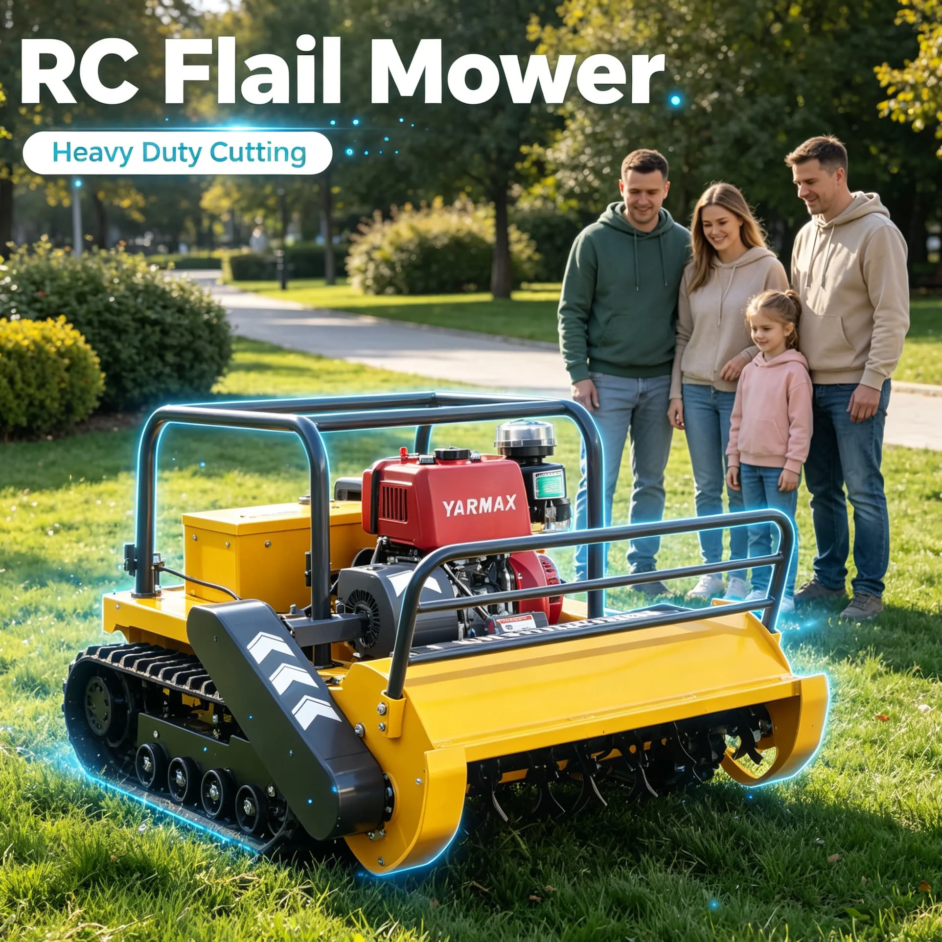 Customized Wide Range Pasture rotary mower four‑stroke Petrol Crawler Mower, petrol crawler lawn mower for wide range pasture