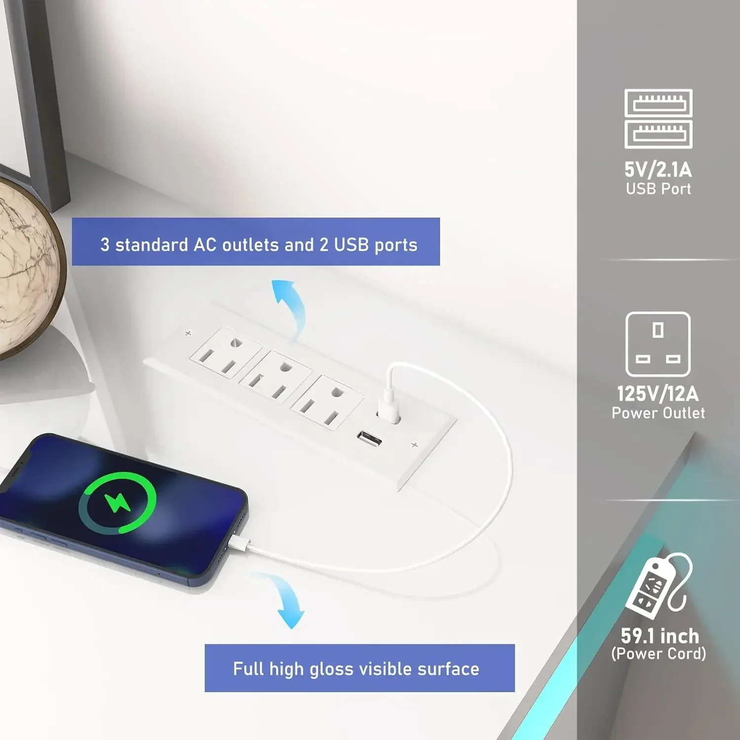 [Discounted Price!]LED TV Stand for 95 inch TV, Modern Gaming Console with Power Outlet, High Gloss Entertainment Center with St