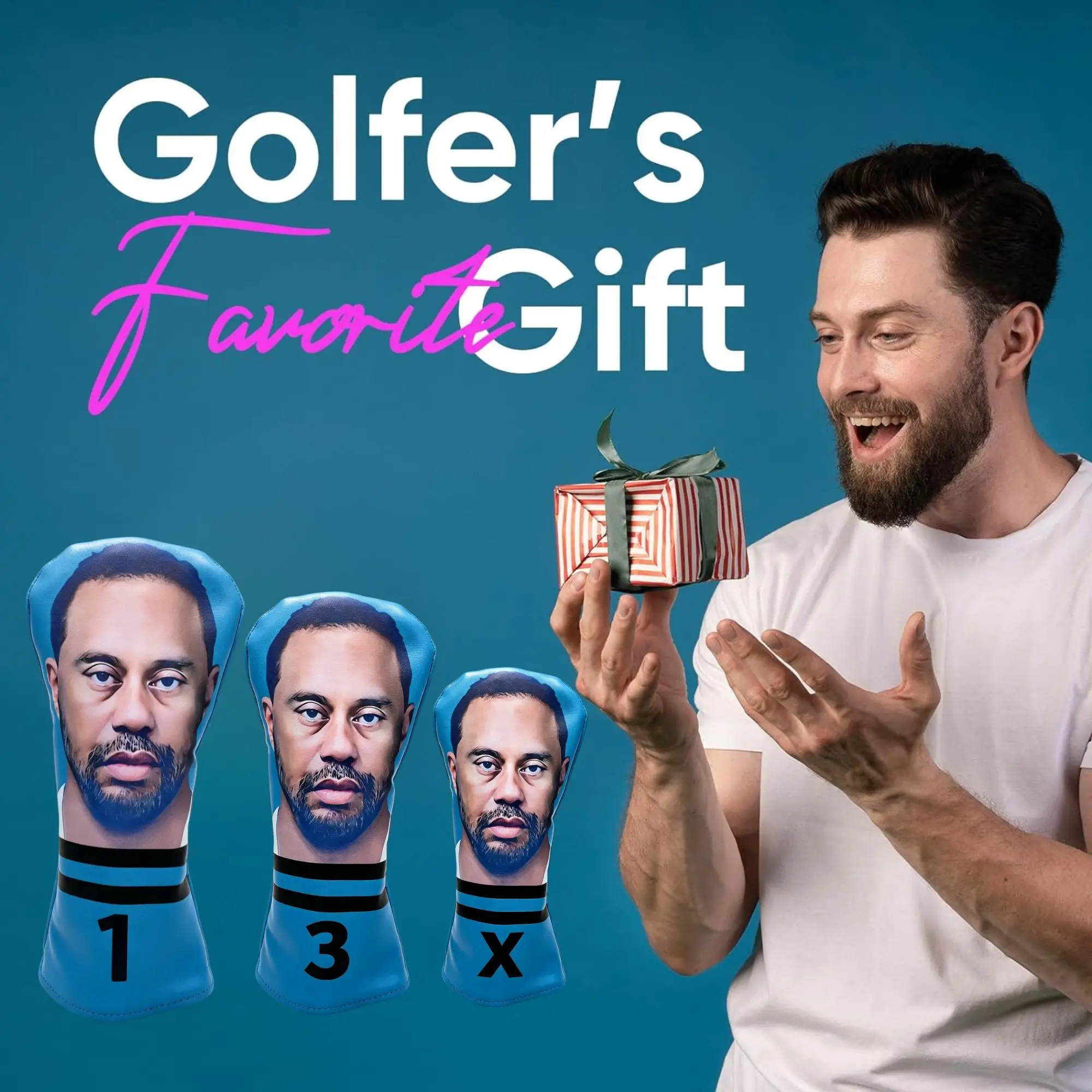 Lustige Golfschläger-Schutzhüllen für Driver, Fairway-Woods, Hybrid/Rescue, Premium-Golfschläger-Schutzhüllen-Set im lustigen Stil für Männer und Frauen – Detail 6