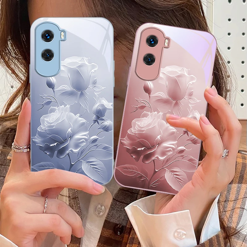 

Flower Bud Rose Pink For Honor 200 90 8X 9X Pro Lite P50 P40 Nova 10 11i P60 Magic4 6 Mate 20 50 Tempered Glass Phone Case