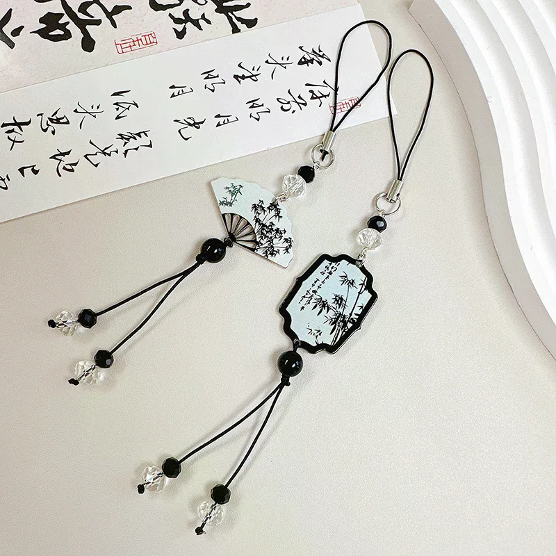 

Butterfly Pendant Phone Trinket Charm DIY Chinese Style Handmade Calligraphy Mobile Phone Strap Anti-Lost Hanging Cord