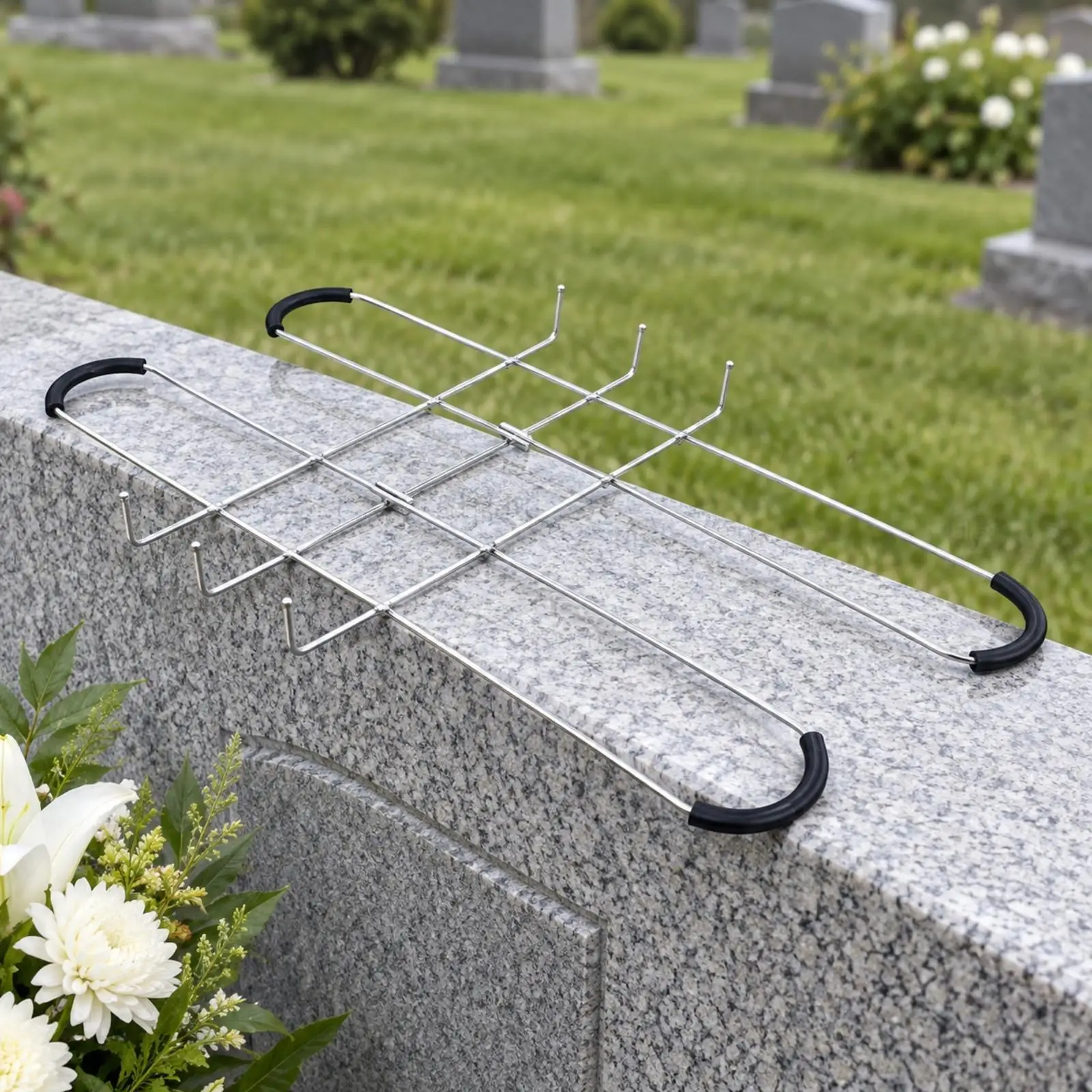 Memorial Floral Support Rust-Resistant Grave Monument Floral Mounting Frame Sturdy for Cemetery