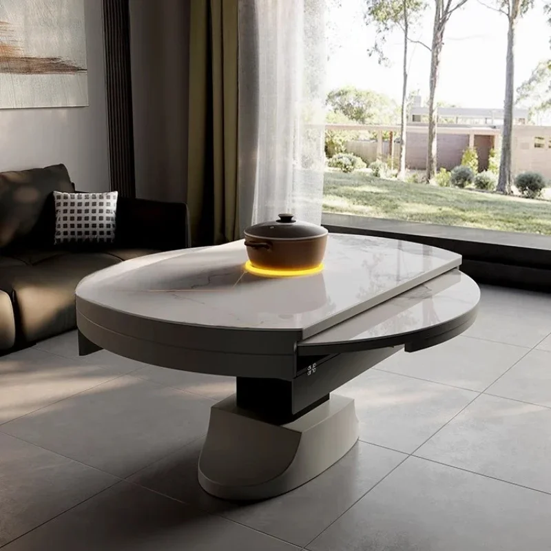 

Italian light luxury electric lifting coffee table, functional folding two-in-one coffee table