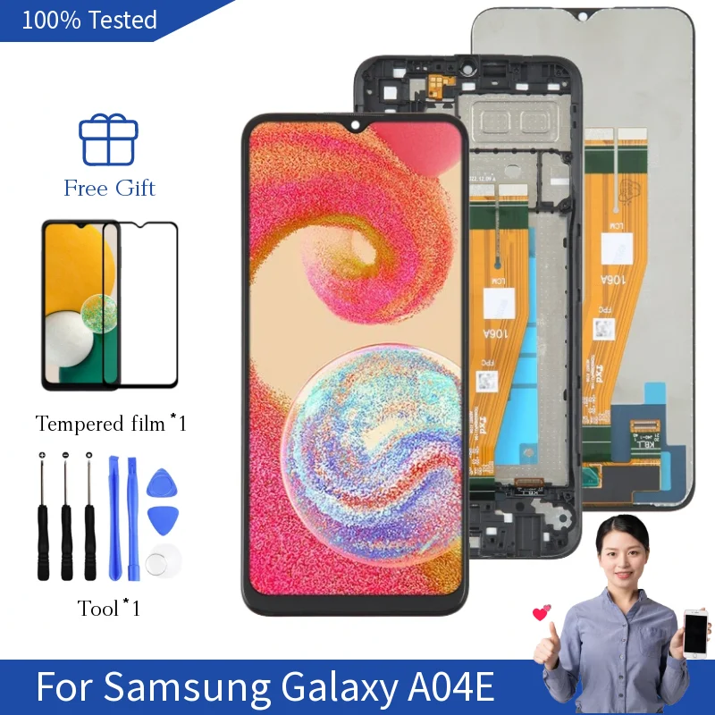 

A04E Screen Replacement For Samsung Galaxy A04E Display SM-A042F SM-A042M Touch Screen Digitizer 6.5"