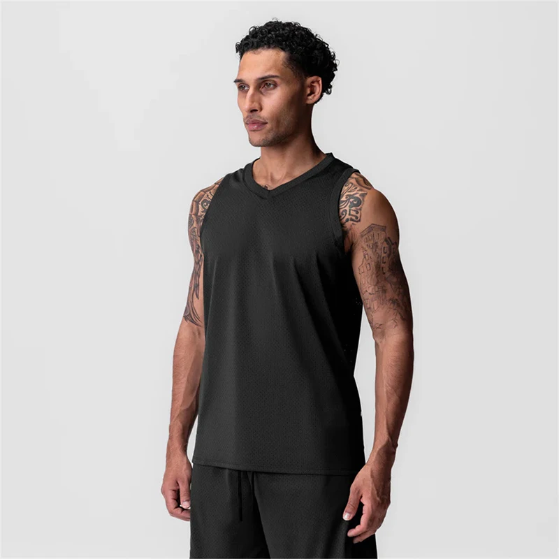 Men's Gym Tank Top Fitness Training Clothing Quick-drying Loose Bodybuilding Sleeveless Shirt Men Fashion Basketball Vest 820