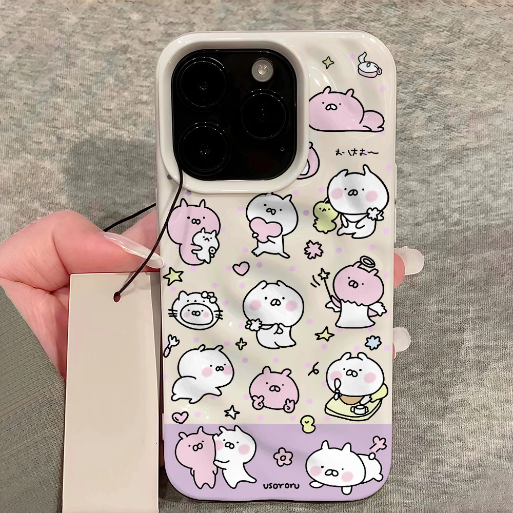 Koreanisches Kawaii-Cartoon-Design Weiche Silikon-Handyhülle für iPhone 17 16 15 14 13 12 11 Pro Max 14 Plus 17Air Falten-Wellen-Design – Detail 12