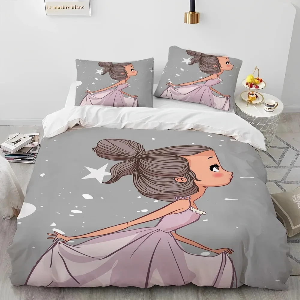 

Cartoon Cute Ballet Girl Ballerina Comforter Bedding Set,Duvet Cover Bed Set Quilt Cover Pillowcase Queen Size Bedding Set Kids