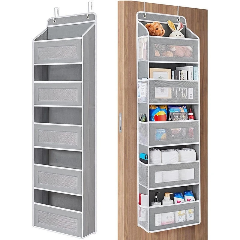 

Hot 5-Shelf Over Door Shelf Hanging Storage Organizer Anti-Tilt Large Capacity Pockets Multi-Purpose Wall Organizer for Bedroom