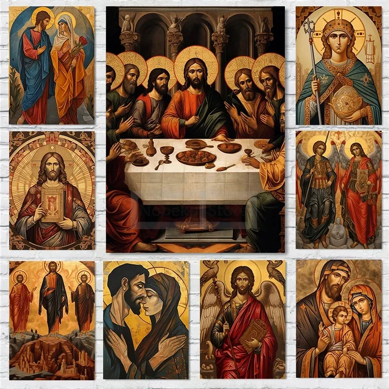 Art Prints Modern Christian Posters Gospel Figure Illustration Canvas Painting Pictures Home Decor