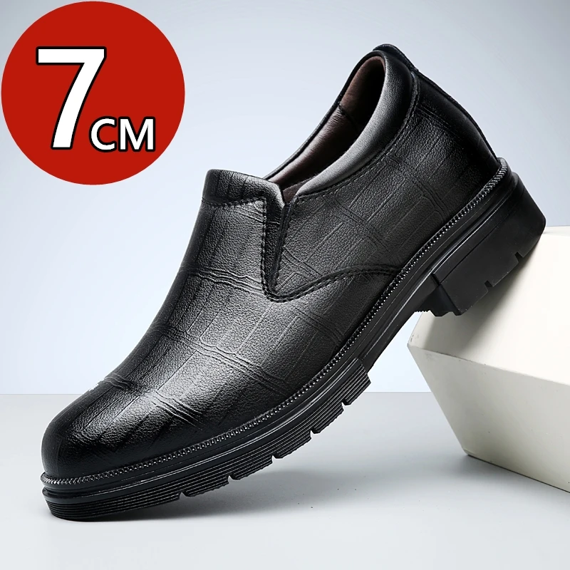 

Большие размеры, лоферы с лифтом, свадебные мужские кожаные туфли, деловые британские формальные стельки, увеличивающие рост, оксфорды без шнуровки с подъемом 6 см