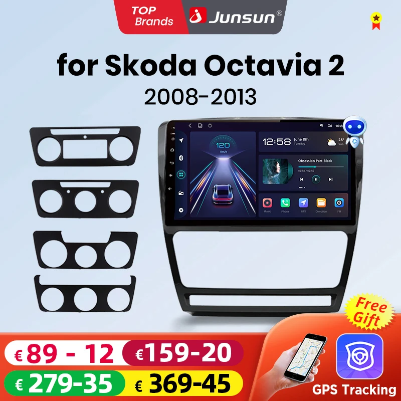 Junsun kabelloses carplay android auto radio für skoda octavia 2 a5 2016-2018 auto intelligente systeme rds bt dsp 2 din autoradio
