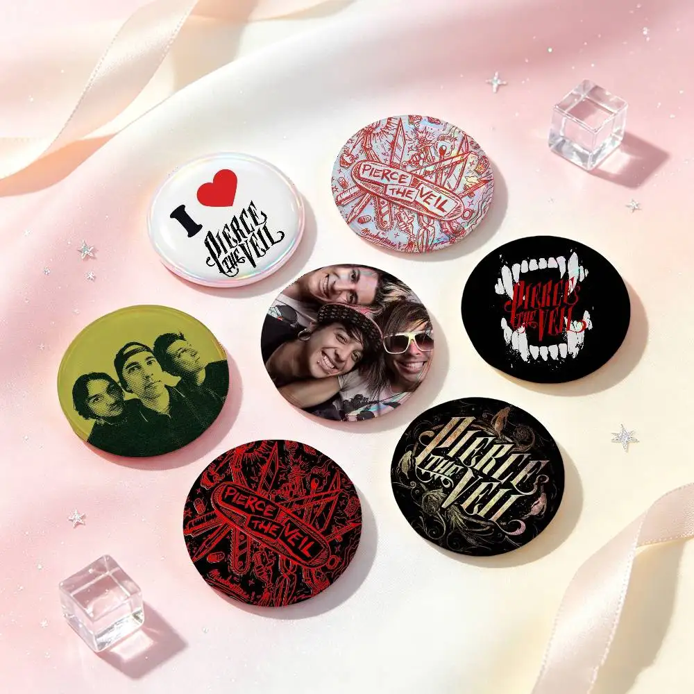 P-Pierce The V-Veil Pop Rock Band Badges Button Round Creative Pin Brooch Badge Bag Decor Accessories Fans Collect Friends Gifts