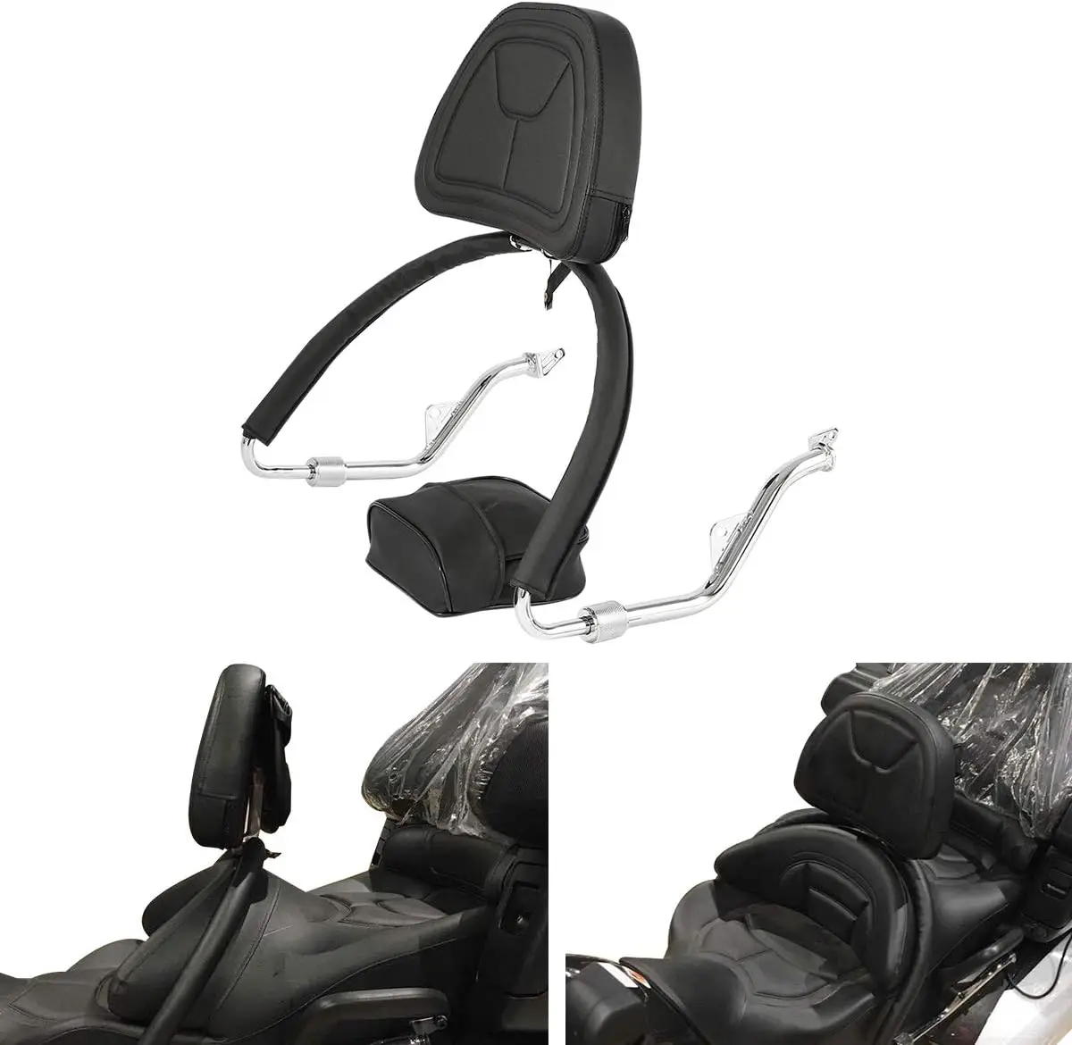 Motorcycle Sissy Bar, Driver Rider Backrest Set, Fits Select 2001-2016 Touring Motorcycles, ABS Models, 2014-2015 Fitments