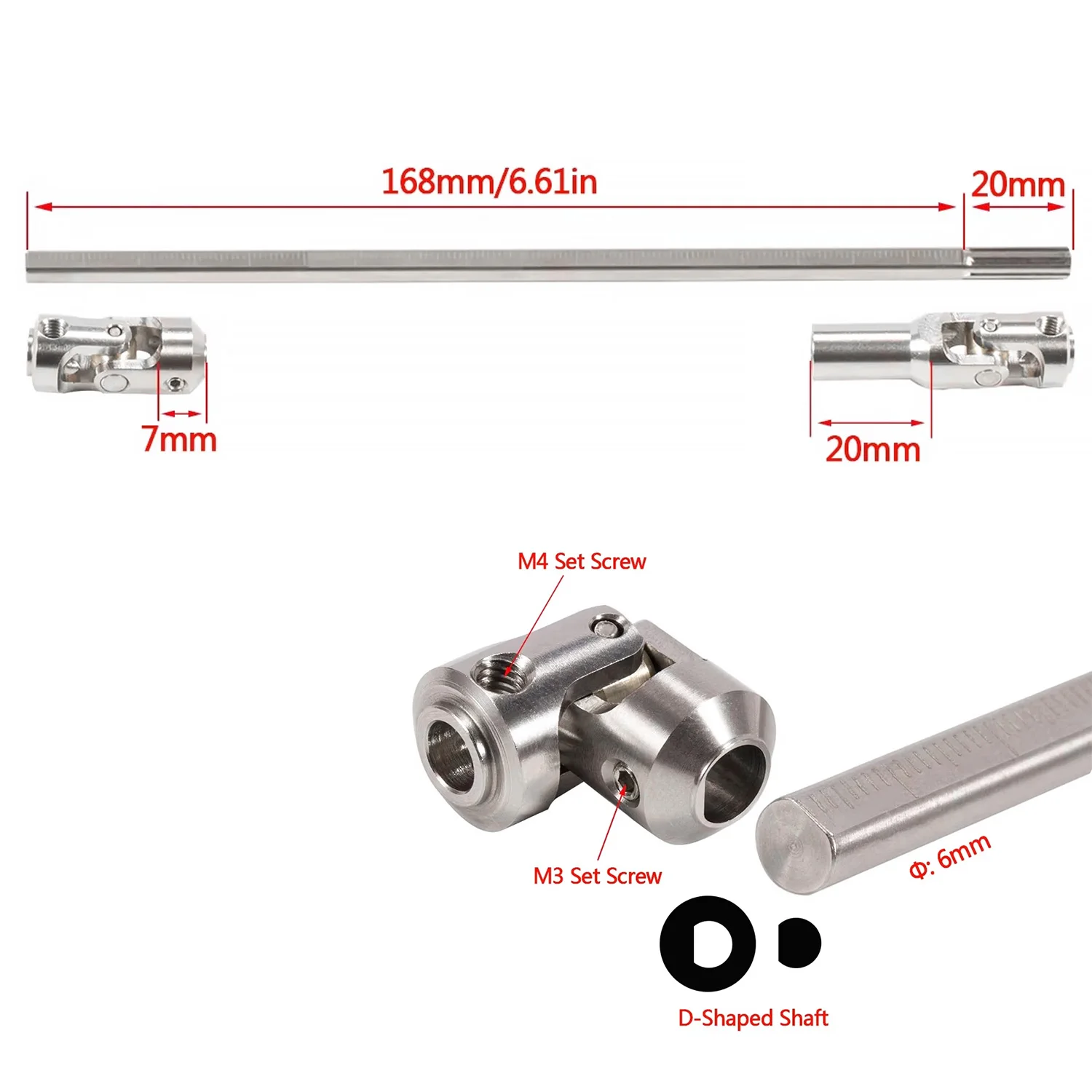 Steel 68-229mm DIY Universal Joint Drive Shaft for 1/10 RC Tracked LCG Drilling Rig Sportys Scale Capra SCX10 Pro(2PCS)