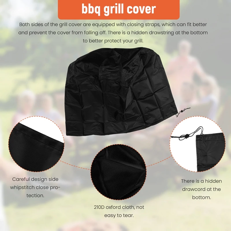 Small BBQ Cover Grill Cover,210D Waterproof Oxford Fabric Barbecue Cover,Round Windproof&Dustproof Barbecue Grill Cover