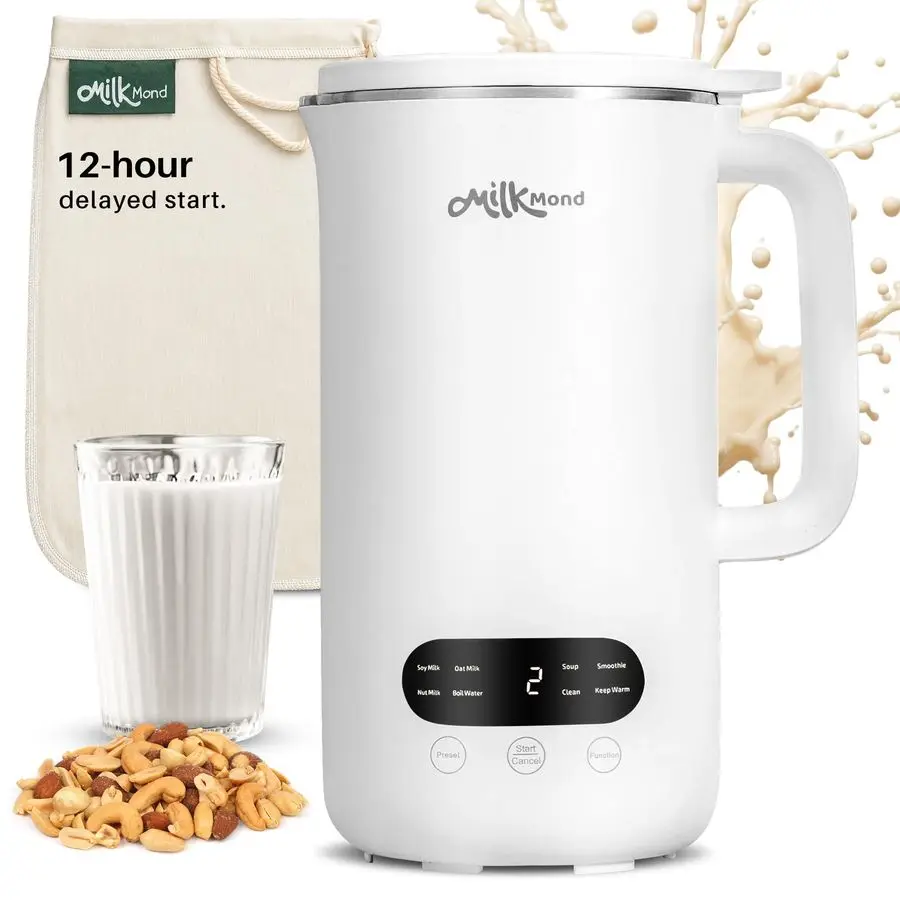 صانع حليب الجوز BaristaQuality اللوز، الشوفان أمبير حليب الصويا، الحساء أمبير العصائر 8 في 1 آلة الفولاذ المقاوم للصدأ، سرير عضوي تلقائي