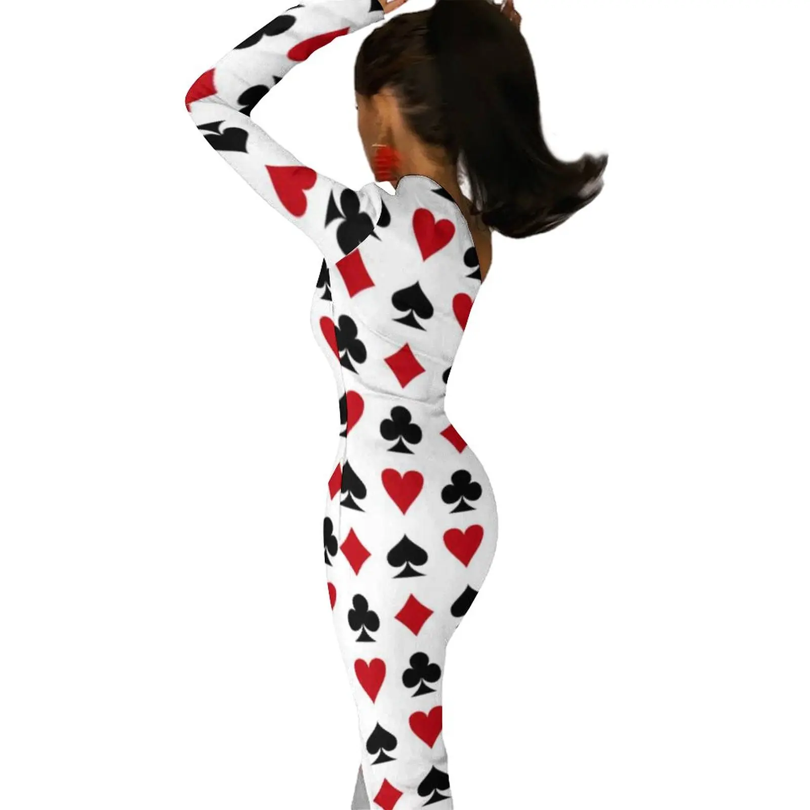 Poker Heart Side Split Bodycon Dress Woman Card Suits Poker Style Lucky Elegant Maxi Dress One Shoulder Party Dresses Present