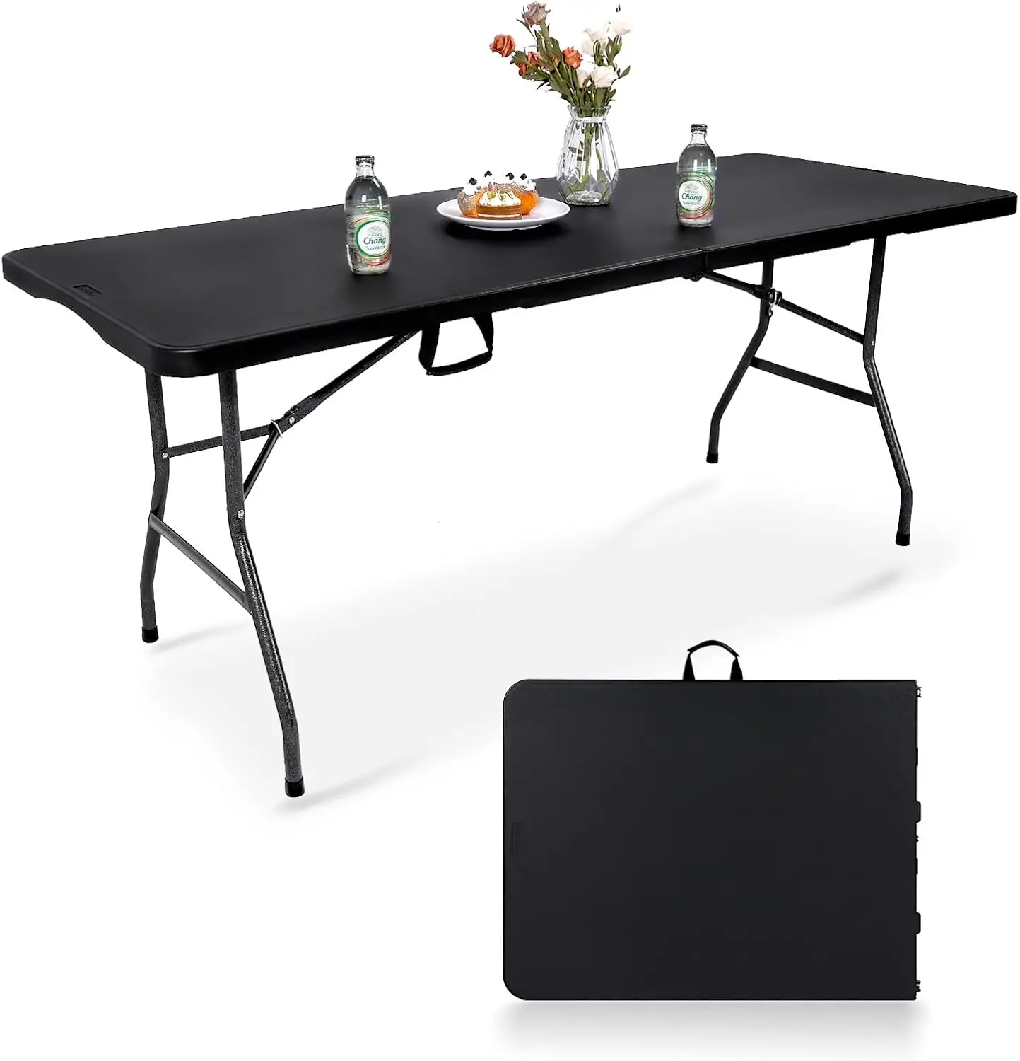 

Folding Table 6FT HDPE 6 Foot Foldable Table Portable Banquet Surface Fold-in-Half Desk Utility for