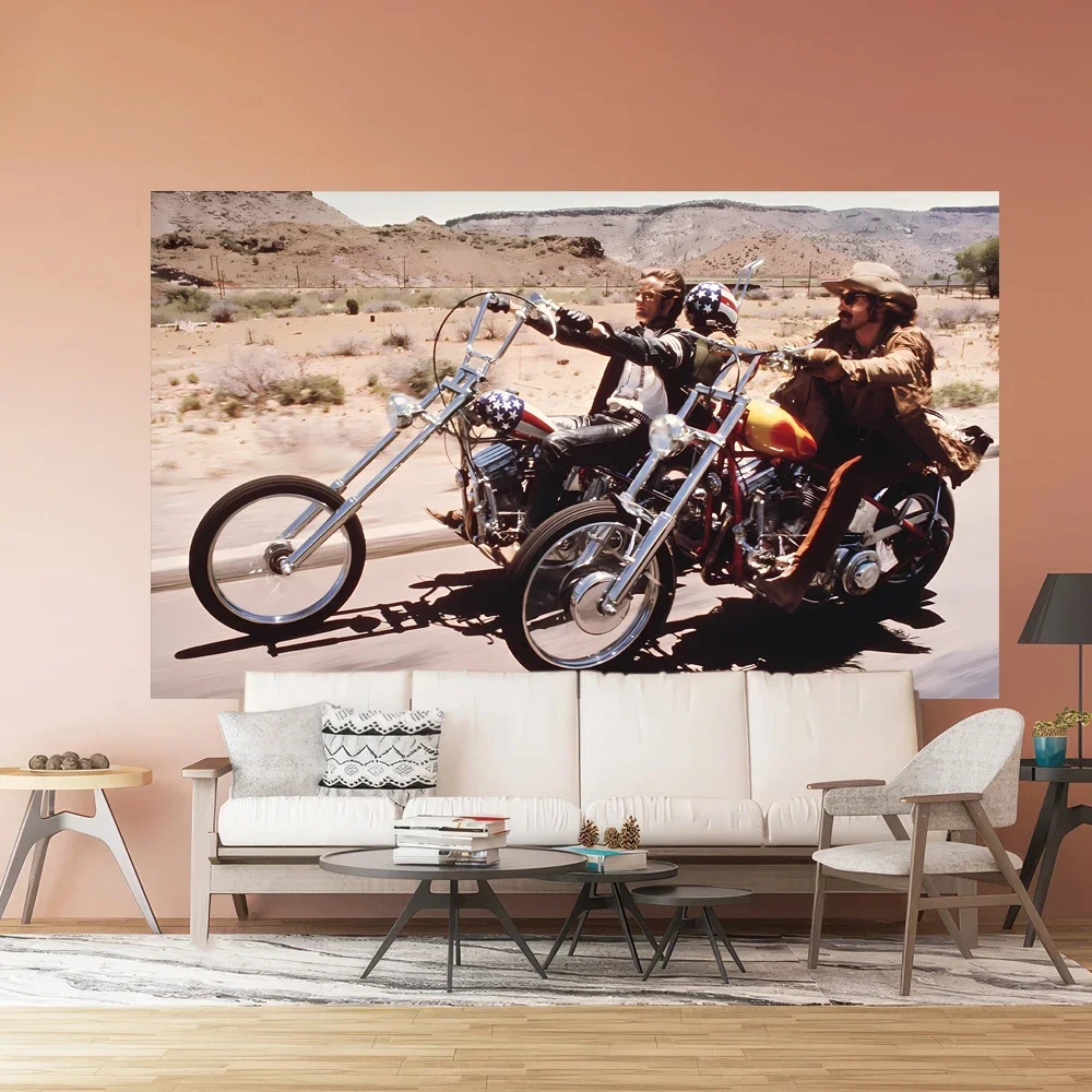Vintage Style Scene Cool Double Moto Drag Racing Polyester Tapestry Decoration Background Home Bedroom Living Room