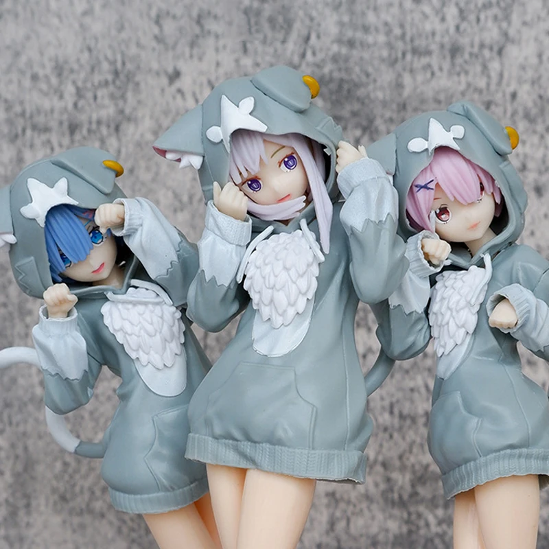 Re Life In A Different World From Zero Action Figures New Anime Girls Emiria Rem Ram Model Doll Toys Children's Birthday Gift