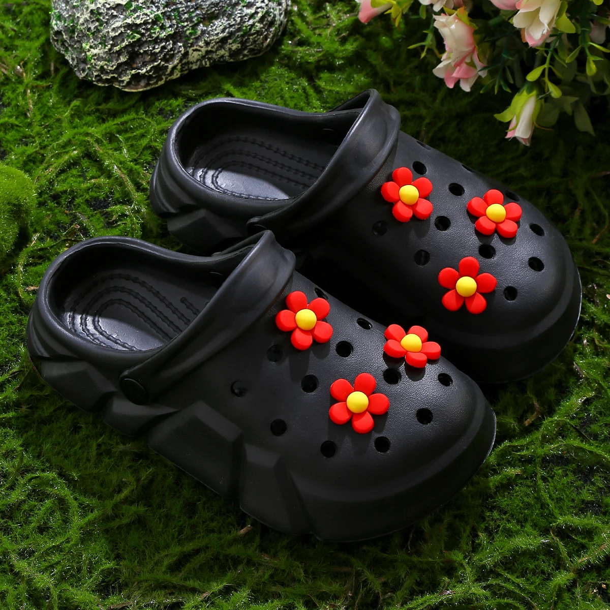 Girls Non-slip Clogs, Breathable Lightweight Cute Flower Clogs for Indoor and Outdoor Shower, Beach and Pool 3057