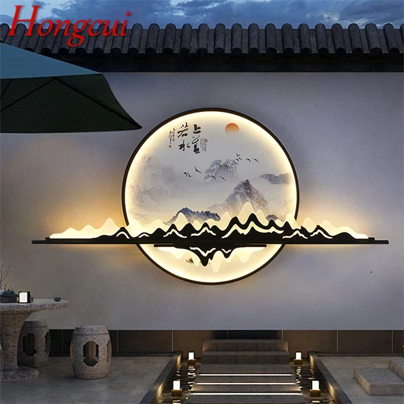 

Hongcui Solar Outdoor Mural Lamp Creative Circular Landscape Waterproof Mural Outdoor Villa Courtyard Garden Decoration Painting