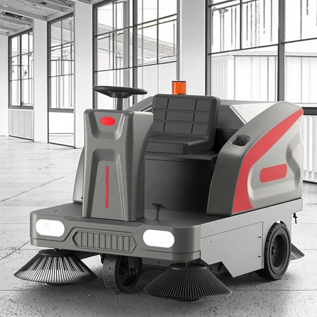 48V battery electric floor scrubber new conditions automatic walking sweeper cleaning brush