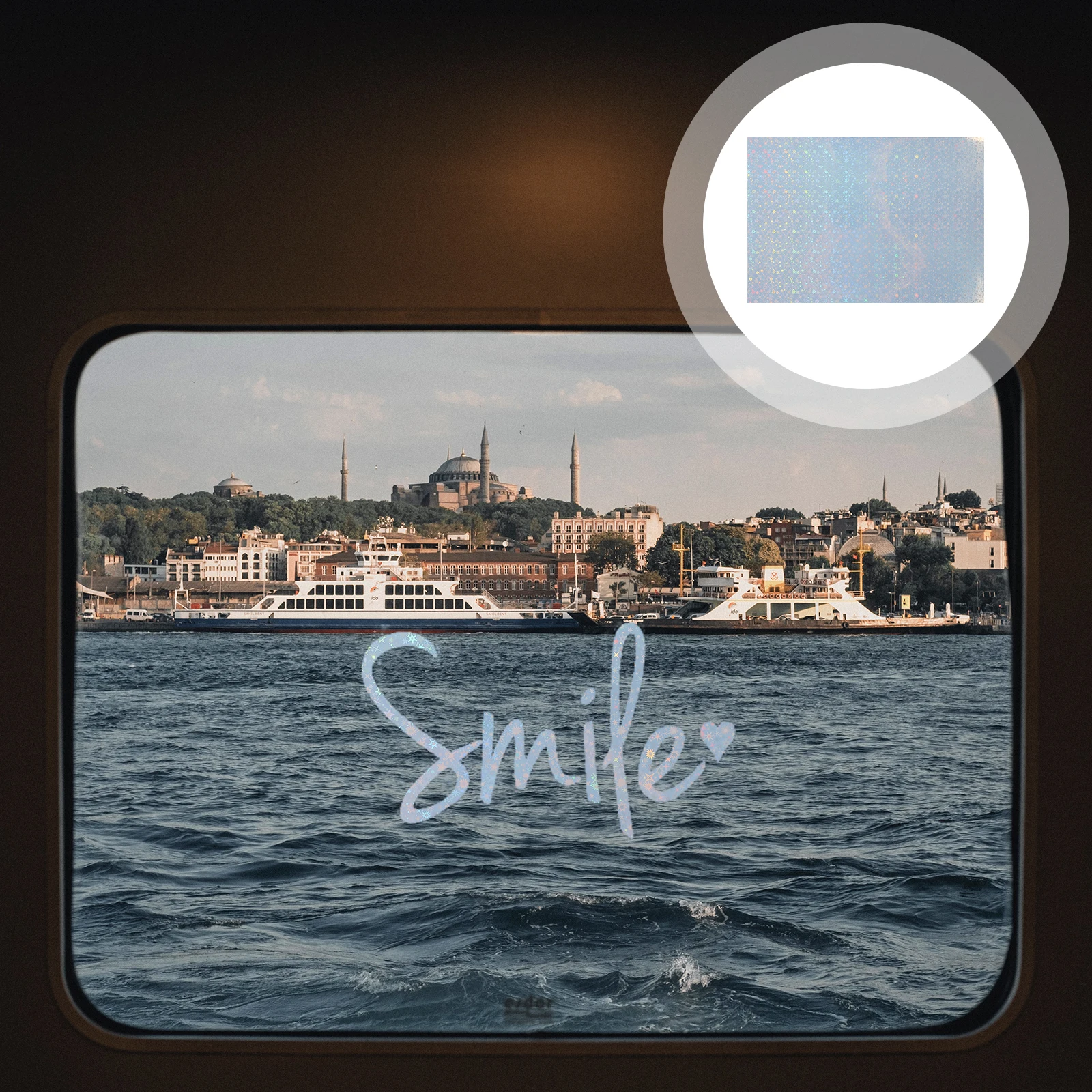 

Vinyl Stickers Holographic Overlay Paper Cup Decals Removable Adhesive Glitter Window Film Self