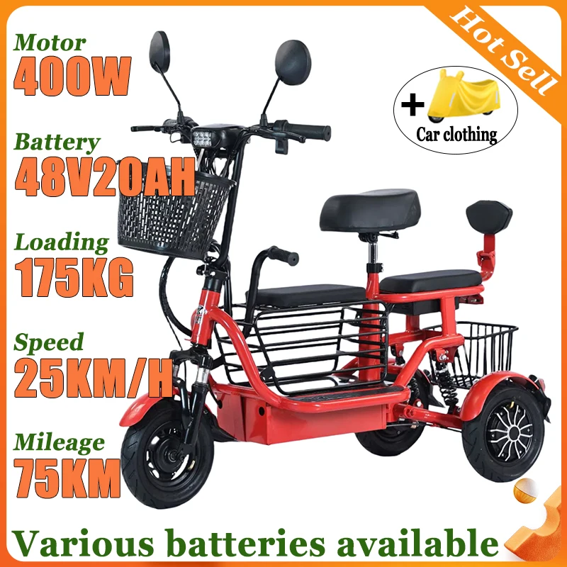 

NEW Household Electric Tricycle Travel Parent-child Fold Lightweight Small Mobility Scooter Child Leisure Elderly Adult Tricycle