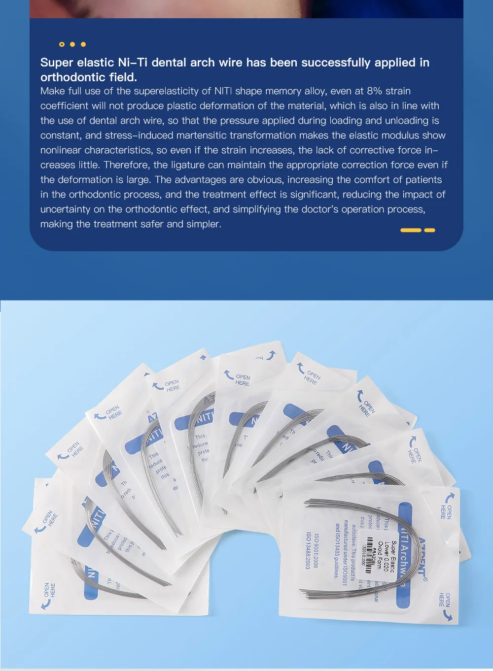 10 Packungen AZDENT Dental Kieferorthopädische Bogendrähte, superelastisch, rund, rechteckig, eiförmige Form, Bogendraht, obere und untere Zahnheilkunde – Detail 3