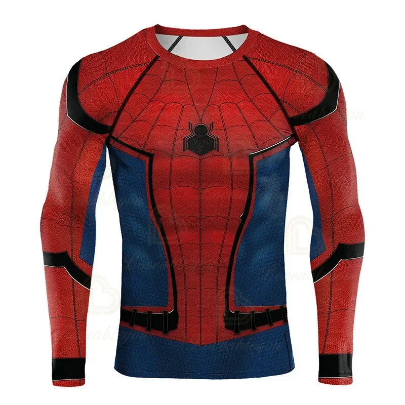 Dis New 3D Printing Comic Retro Spider T-shirt Long-sleeved Fashion Summer T-shirt Cosplay Costume Top Quick-dry Men T-shirt