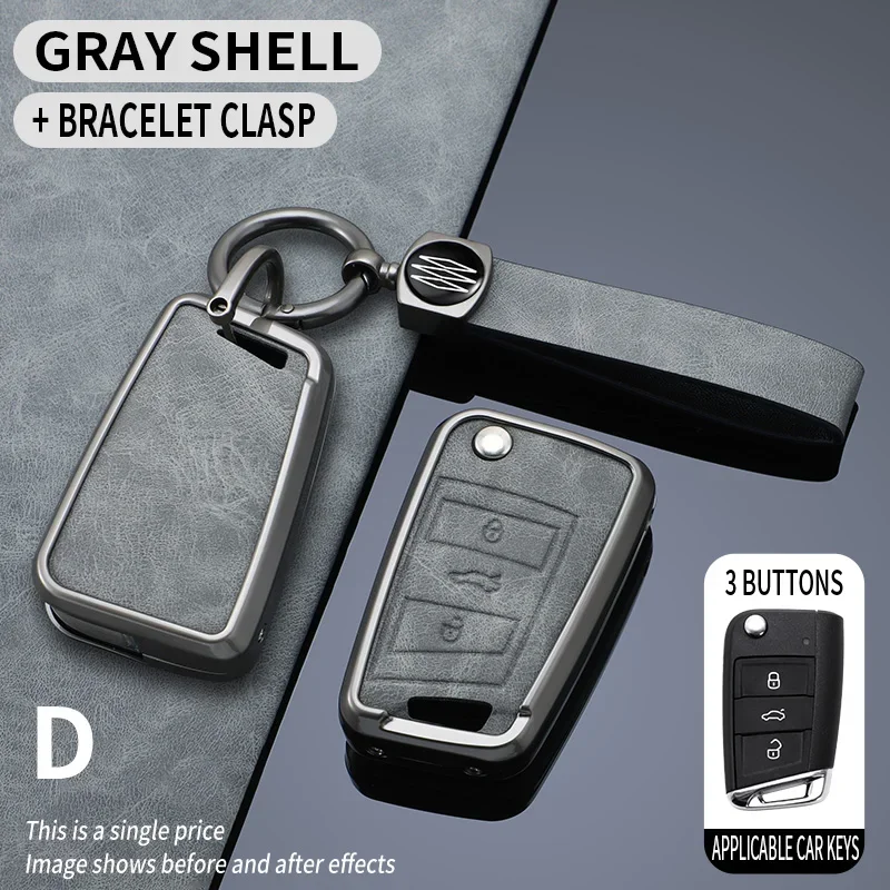 For VW Polo Skoda Octavia A7 Kodiaq Seat Ateca Leon Golf 7 MK7 VII Tiguan Zinc Alloy Car Key Cover Case Shell Fob Holder