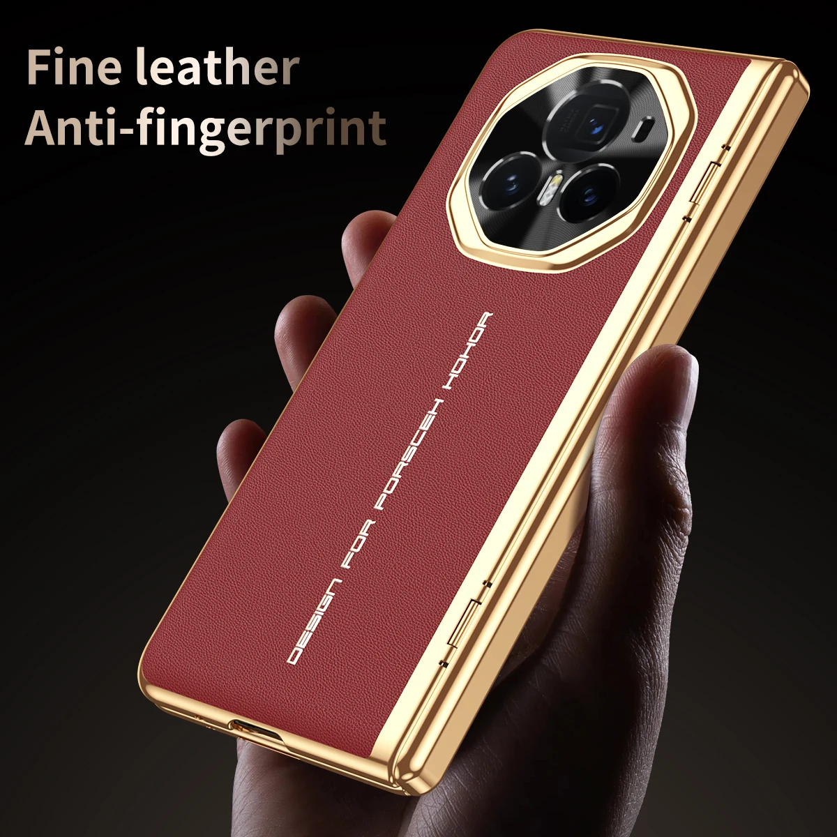 Luxury Leather Plated Frame Hinged Tempered Glass Protective Film Case For Honor Magic V6 V 5 Magic V3 All-inclusive Cover
