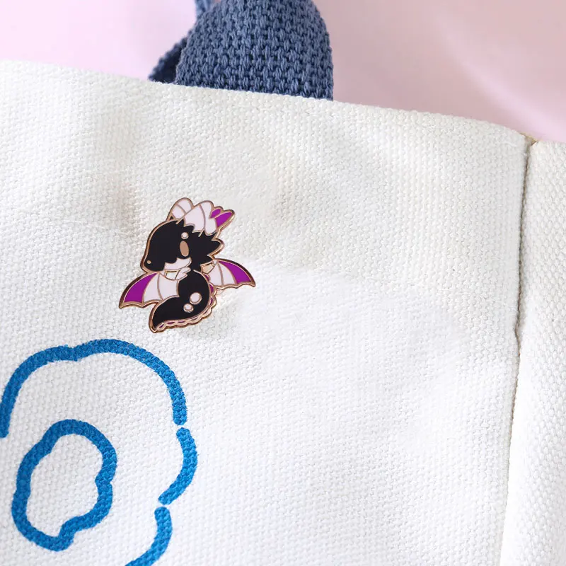 Kawaii Purple White Wings Dragon Enamel Pin Badge Brooch Jewelry Backpack Decoration Accessories