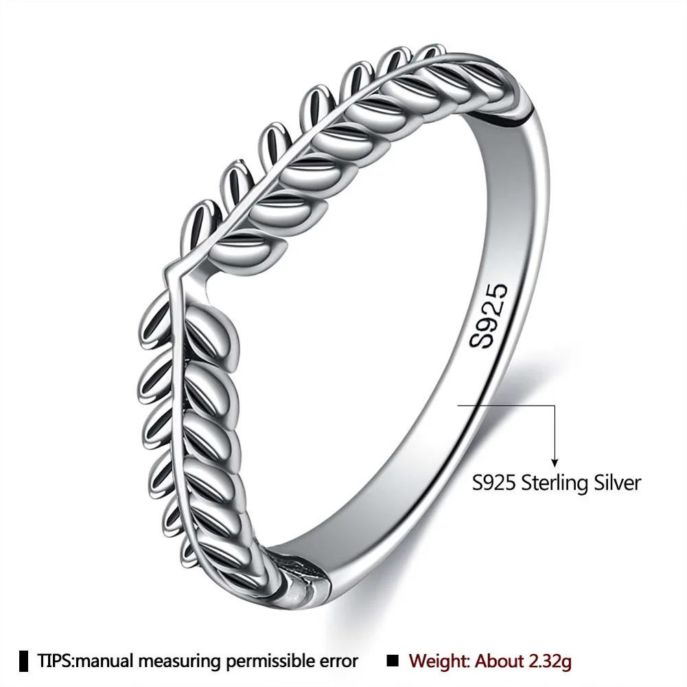 JQUEEN 925 Sterling Ring Personality Leaves Stitching Rings Women Girls Rings Jewelry Gifts