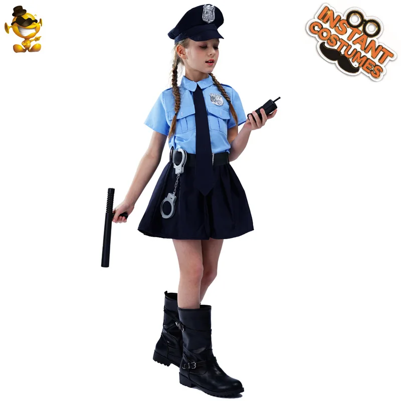 Costumi per bambini, cosplay, uniformi della polizia per ragazze, oggetti di scena, 7 pezzi, uniformi slim fit per ragazze, oggetti di scena per spettacoli di festival per bambini