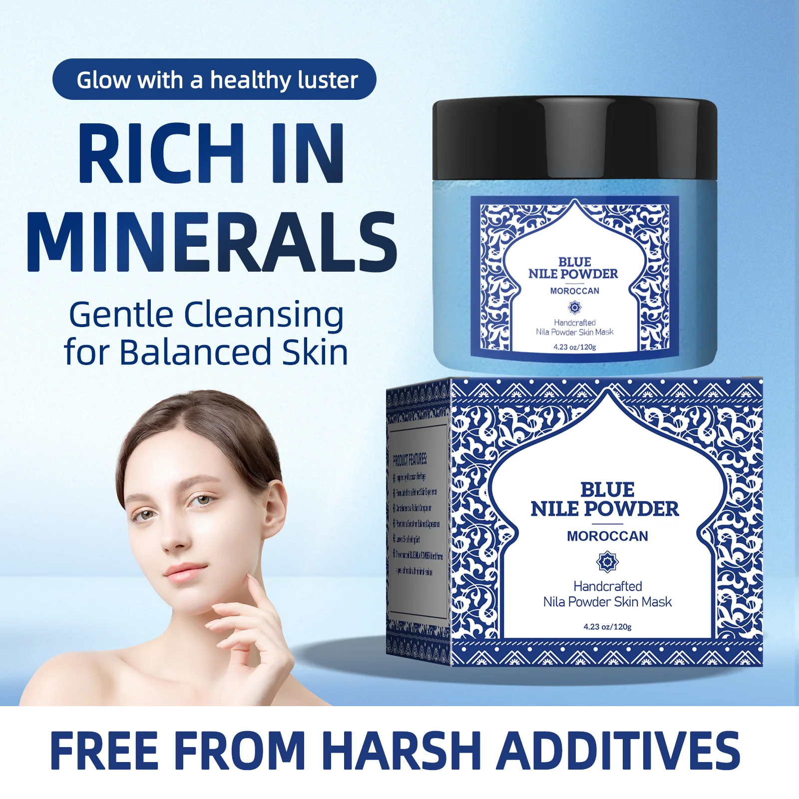 

15-Min Mineral Skin Reset Mask 120g - Moroccan Lathering Powder for Face & Body, Deep Cleanse & Perilla Leaf Nourishment.