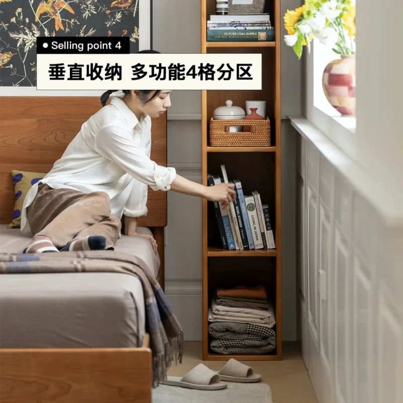 Living room solid wood medieval high and narrow vertical cabinet floor storage storage locker crack Internet celebrity bookcase