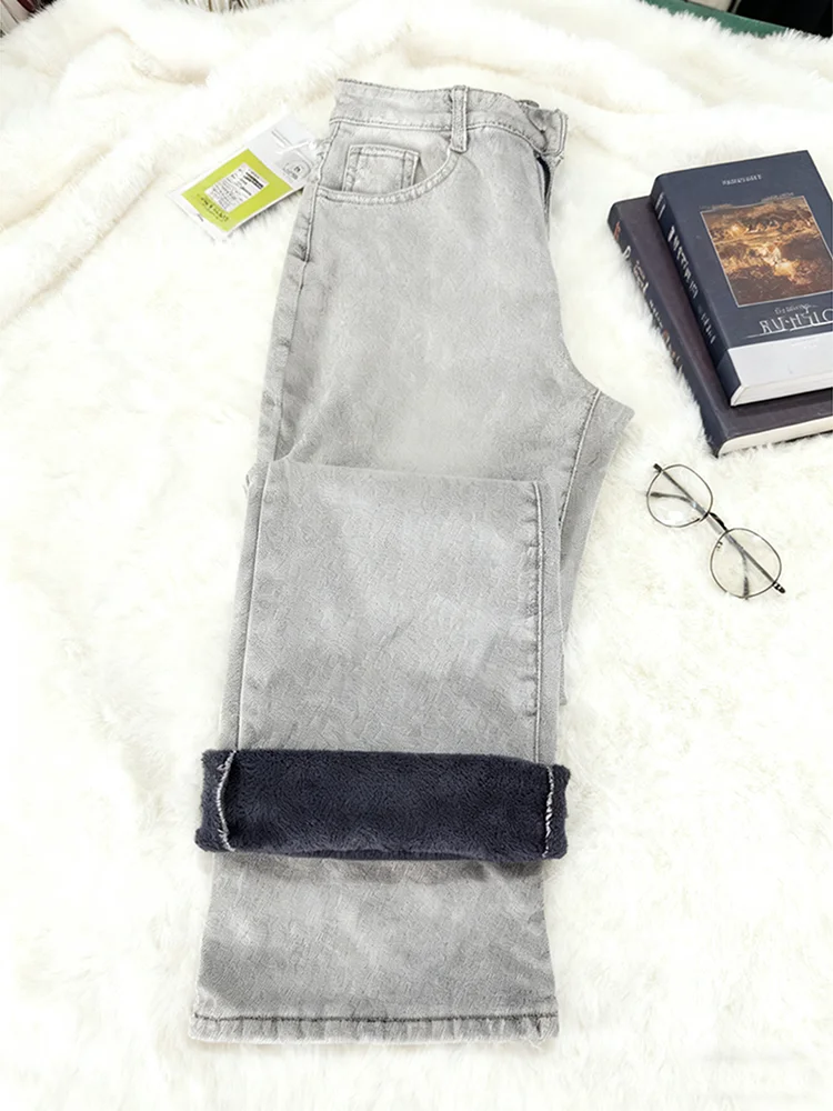 

Ay Джинсы на подкладке Fce, мужские эластичные тонкие прямые брюки, американские уличные брюки, износостойкая повседневная одежда