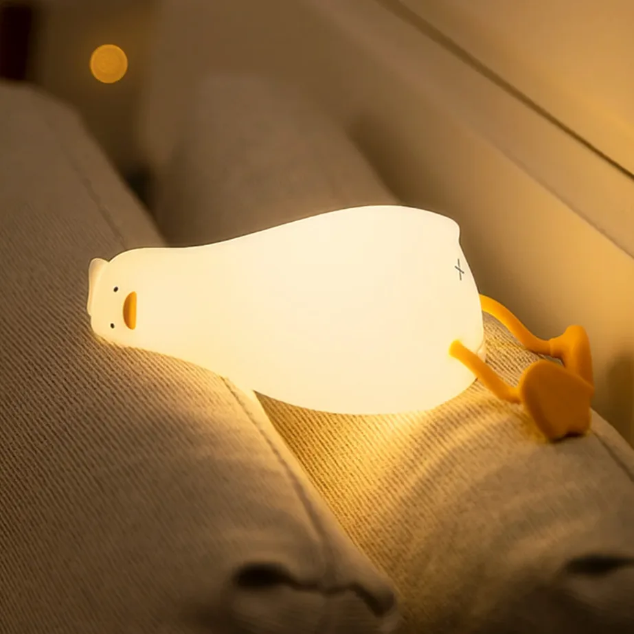 LED Children Night Light Rechargeable Silicone Squishy Duck Lamp Child Holiday Gift Sleeping Creative Bedroom Desktop Decor Lamp